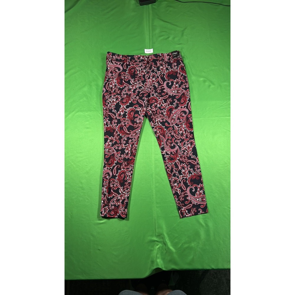 New York & Company Red and Black Paisley Stretch Audrey Pants - Size 14